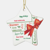 Vrolijk kerstfeest in verschillende talen keramisch ornament (Links)