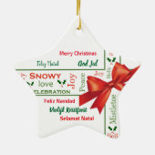 Vrolijk kerstfeest in verschillende talen keramisch ornament (Achterkant)