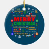 Vrolijk kerstfeest in verschillende talen keramisch ornament (Achterkant)
