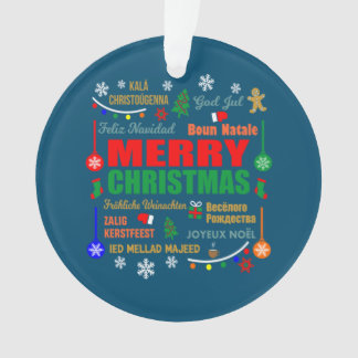Vrolijk kerstfeest in verschillende talen ornament