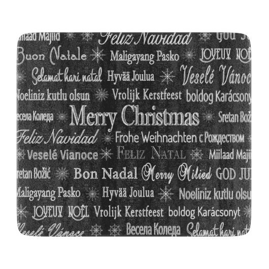 Vrolijk kerstfeest in verschillende talen snijplank (Voorkant)