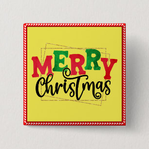 Vrolijk kerstfeest ingelijst-80716 vierkante button 5,1 cm