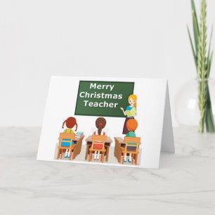 "VROLIJK KERSTFEEST IS GEWENST" aan VROUW TEACHER  Feestdagen Kaart