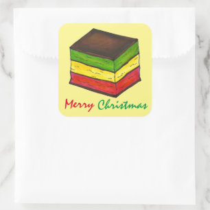 Vrolijk Kerstfeest Italiaanse Bakkerij Rainbow Coo Vierkante Sticker