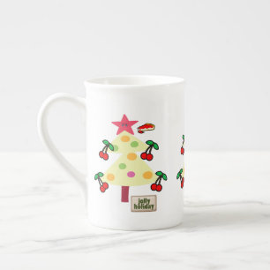 Vrolijk kerstfeest, jolly Holiday Cherries Porselein Kop