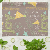 Vrolijk kerstfeest, Joy, kerstbomen Keuken Theedoek (Gevouwen)