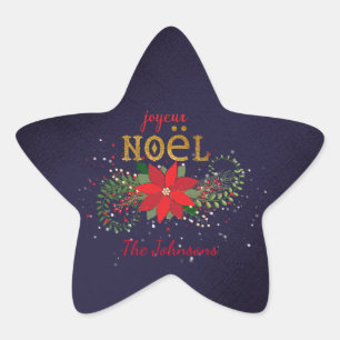 Vrolijk kerstfeest Joyeux Noel Star Franse marine Ster Sticker