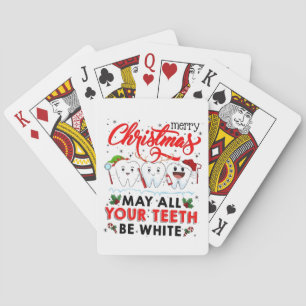 Vrolijk kerstfeest kan al je tanden wit zijn pokerkaarten