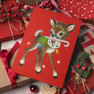Vrolijk kerstfeest   Kandijriet voor rendieren Feestdagenkaart