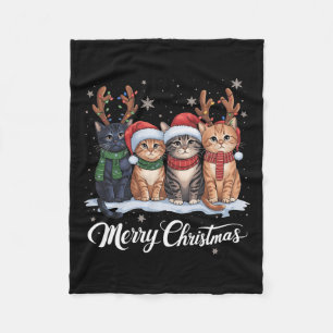 Vrolijk Kerstfeest Kat Kerstlicht Rendier Santa Fleece Deken