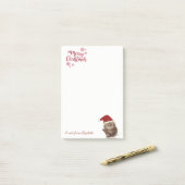 Vrolijk kerstfeest, kat met kerstman op maat post-it® notes (Op bureau)