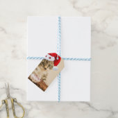 Vrolijk kerstfeest, kat met Santa Hat Cadeaulabel (Met Touw)