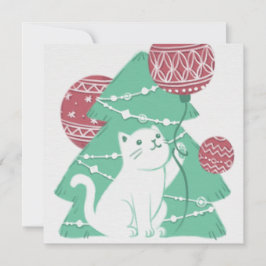 Vrolijk Kerstfeest: Kat & Ornamenten Kaart