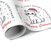 Vrolijk Kerstfeest kat rood esthetiek Cadeaupapier (Rol Hoek)