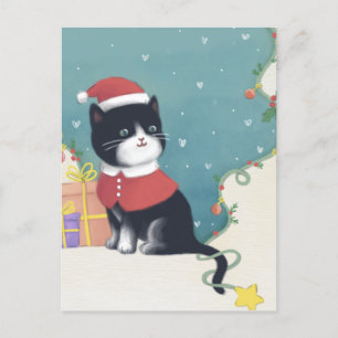 Vrolijk Kerstfeest: Kattenillustratie Kunst Briefkaart