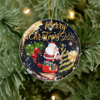 Vrolijk kerstfeest keramisch ornament