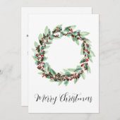 Vrolijk kerstfeest, kerst bessen krans feestdagenkaart (Voorkant / Achterkant)