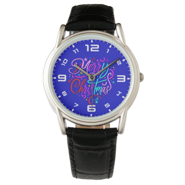 Vrolijk kerstfeest - Kerst Design Horloge (Voorkant)