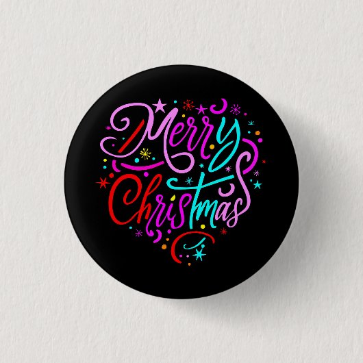 Vrolijk kerstfeest - Kerst Design T-shirt Ronde Button 3,2 Cm (Voorkant)