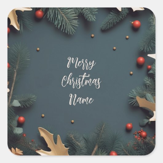  Vrolijk Kerstfeest- Kerst lijst Vierkante Sticker (Voorkant)