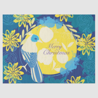 vrolijk kerstfeest, kerst,vogel,bloemen, natuur tissuepapier