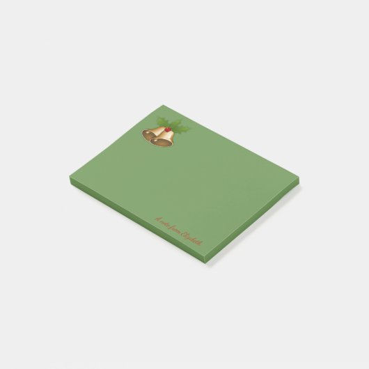 Vrolijk kerstfeest, kerstbal, groen-gepersonalisee post-it® notes (Schuin)