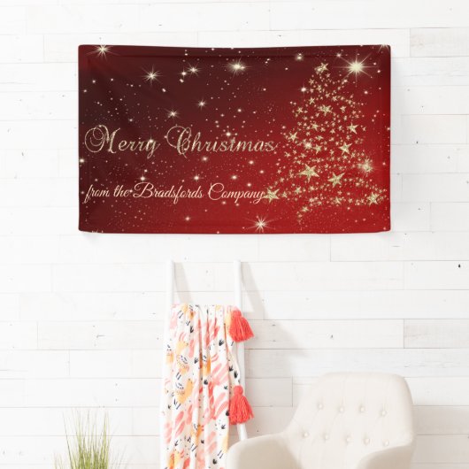 Vrolijk kerstfeest, kerstboom, rood, bedrijf spandoek (Insitu)