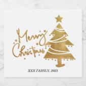 Vrolijk kerstfeest, kerstboom sparkling wijnetiket (Enkel label)