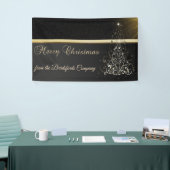 Vrolijk kerstfeest, kerstboom, zwart, bedrijf spandoek (Beurs)