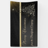 Vrolijk kerstfeest, kerstboom, zwart, bedrijf spandoek (Verticaal)