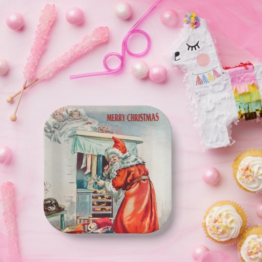 Vrolijk kerstfeest - kerstfeestdag santa claus papieren bordje (Feest)