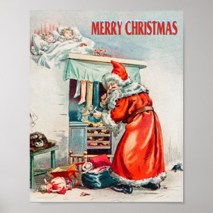 Vrolijk kerstfeest - kerstfeestdag santa claus poster