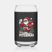Vrolijk Kerstfeest Kerstman Baseball Lover Blikvorm Glas (Voorkant)