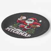 Vrolijk Kerstfeest Kerstman Baseball Lover Papieren Bordje (Gekanteld)