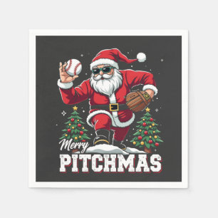 Vrolijk Kerstfeest Kerstman Baseball Lover Servet