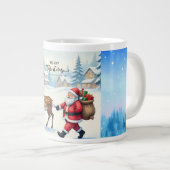 Vrolijk kerstfeest, kerstman en geschenk van de li extra grote beker (Voorkant rechts)