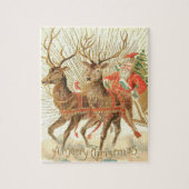 Vrolijk kerstfeest (kerstman en renrendiertje) legpuzzel (Verticaal)