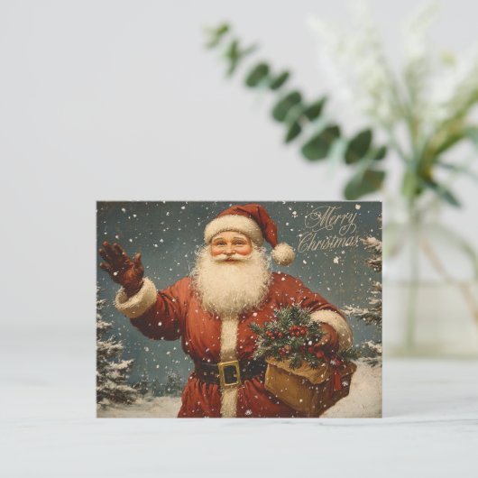 Vrolijk kerstfeest kerstman feestdagenkaart (Staand voorkant)