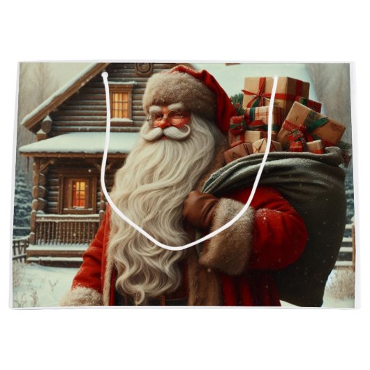 Vrolijk kerstfeest  kerstman groot cadeauzakje (Voorkant)