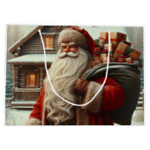 Vrolijk kerstfeest  kerstman groot cadeauzakje (Achterkant)