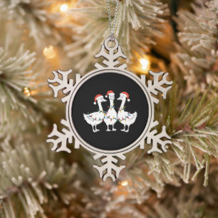 Vrolijk kerstfeest Kerstman Hoed Eenden Vakantie K Tin Sneeuwvlok Ornament