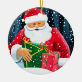 Vrolijk kerstfeest - kerstman keramisch ornament (Voorkant)