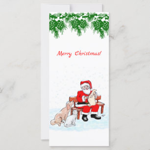 Vrolijk kerstfeest - Kerstman met kat en hond