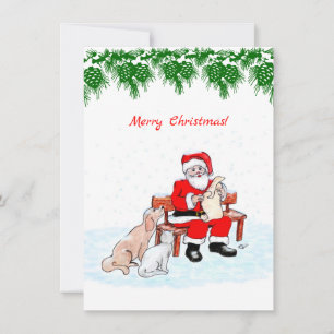 Vrolijk kerstfeest - Kerstman met kat en hond