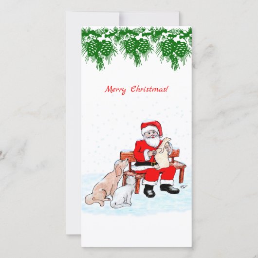 Vrolijk kerstfeest - Kerstman met kat en hond (Voorkant)