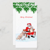 Vrolijk kerstfeest - Kerstman met kat en hond (Voorkant / Achterkant)