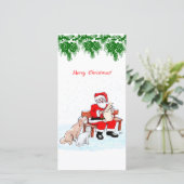 Vrolijk kerstfeest - Kerstman met kat en hond (Staand voorkant)