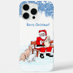 Vrolijk kerstfeest - Kerstman met kat en hond iPhone 16 Pro Max Hoesje