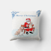 Vrolijk kerstfeest - Kerstman met kat en hond Kussen (Achterkant)