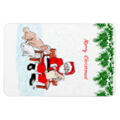 Vrolijk kerstfeest - Kerstman met kat en hond Magneet (Horizontaal)